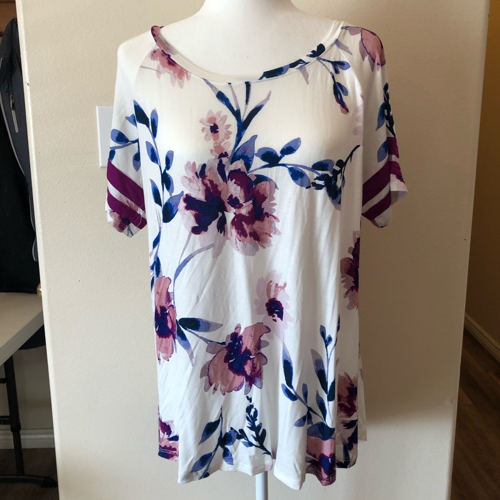 Floral baseball tee